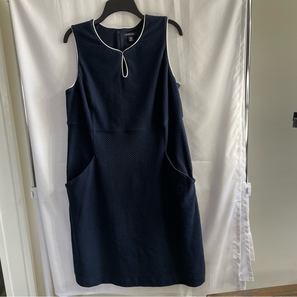 Lands' End Navy Blue Sheath Midi Dress Sleeveless Crew Neck - Picture 1 of 3